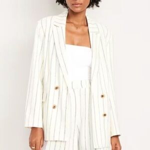 Old Navy Women's Striped Blazer - White and Black